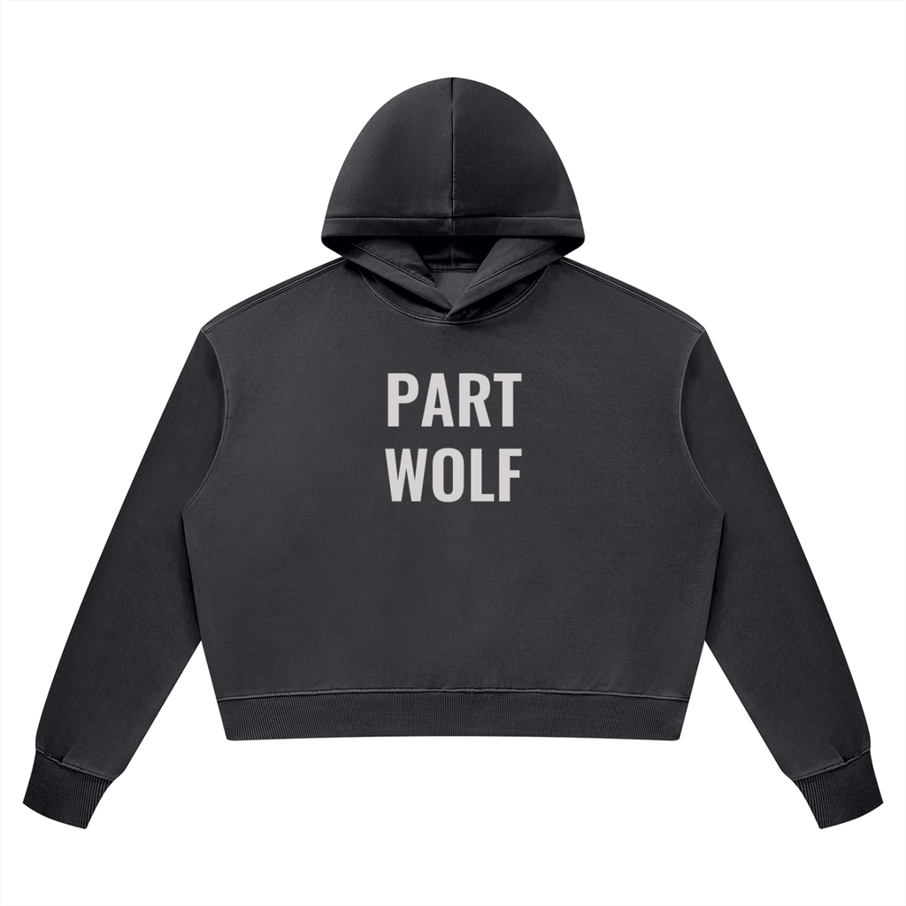 Women's Part Wolf Vintage Cropped Hoodie